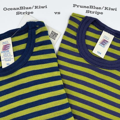ENGEL Kids' Organic Wool/Silk Undershirt with Short Sleeves - STRIPED