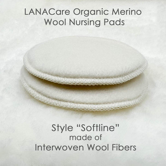 LANACare Organic Merino Wool Nursing Pads, Style Softline - Interwoven Wool