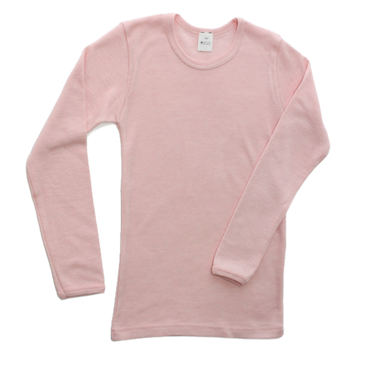 HOCOSA Kid's Organic Wool/Silk Underwear Shirt with Long Sleeves -  SOLID PINK