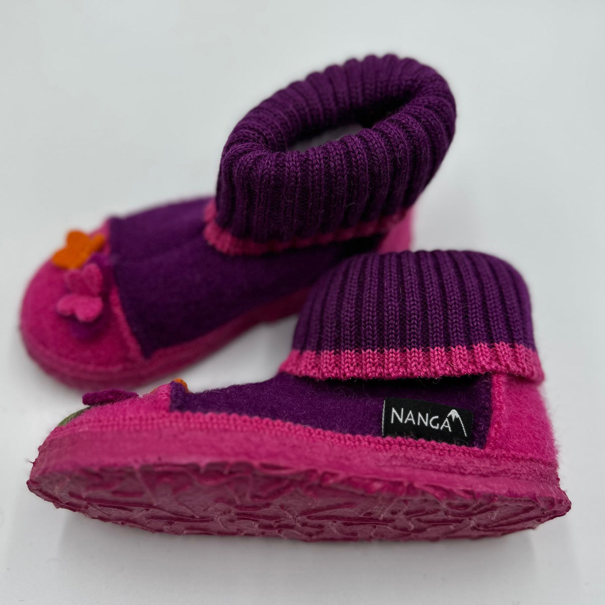 NANGA Boiled Wool Slippers for Children - Flower Pot