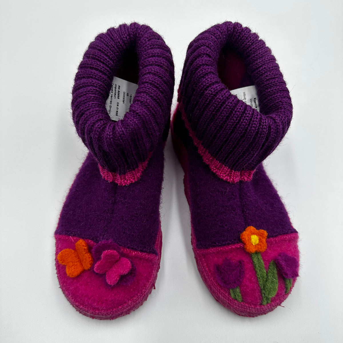 NANGA Boiled Wool Slippers for Children - Flower Pot
