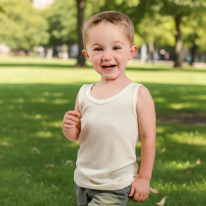 HOCOSA Kids' Organic Merino Wool Sleeveless Undershirt - NATURAL WHITE