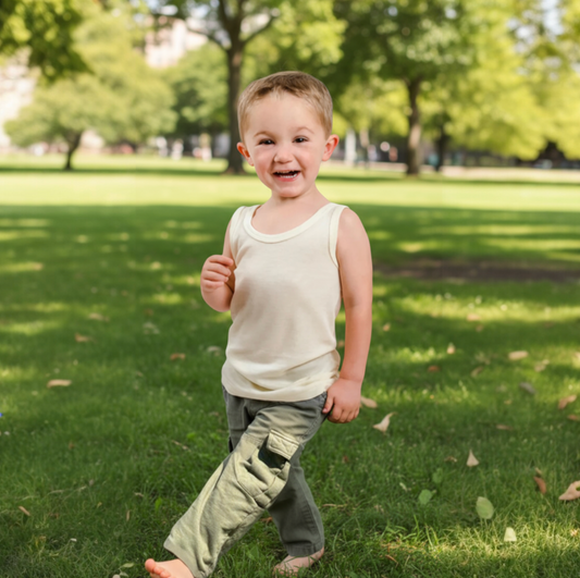 HOCOSA Kids' Organic Merino Wool Sleeveless Undershirt - NATURAL WHITE