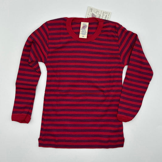 OUTLET ENGEL Kids' Organic Wool/Silk Undershirt with Long Sleeves - STRIPED