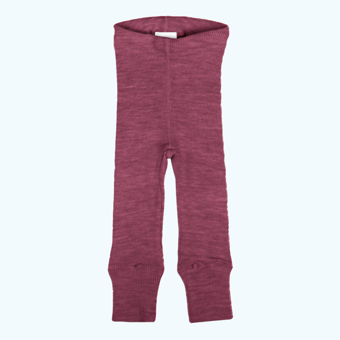 organic merino wool and silk kids leggings - red/natural stripe