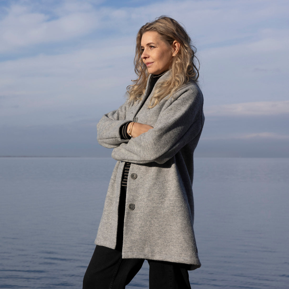 DISANA Women's Coat in Boiled Organic Merino Wool