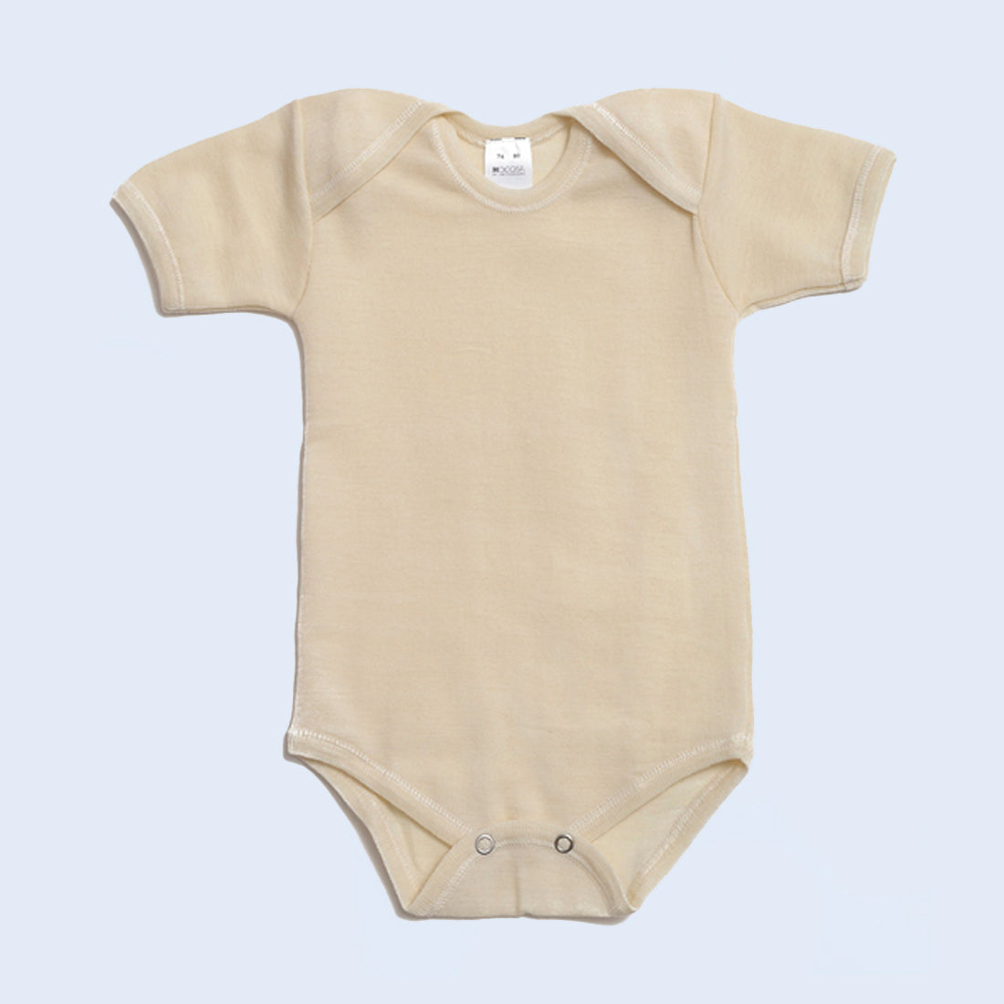 OUTLET HOCOSA Organic Wool Snap-Bottom Shirt with Short Sleeves