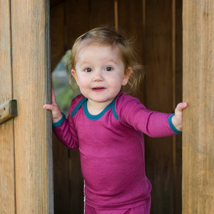 OUTLET HOCOSA Organic Wool/Silk Baby Shirt with Long Sleeves, Envelope Neckline