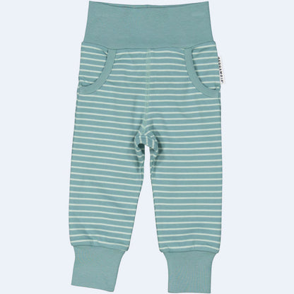 Geggamoja® Organic Cotton Baby/Toddler Pants - SAGE GREEN STRIPE