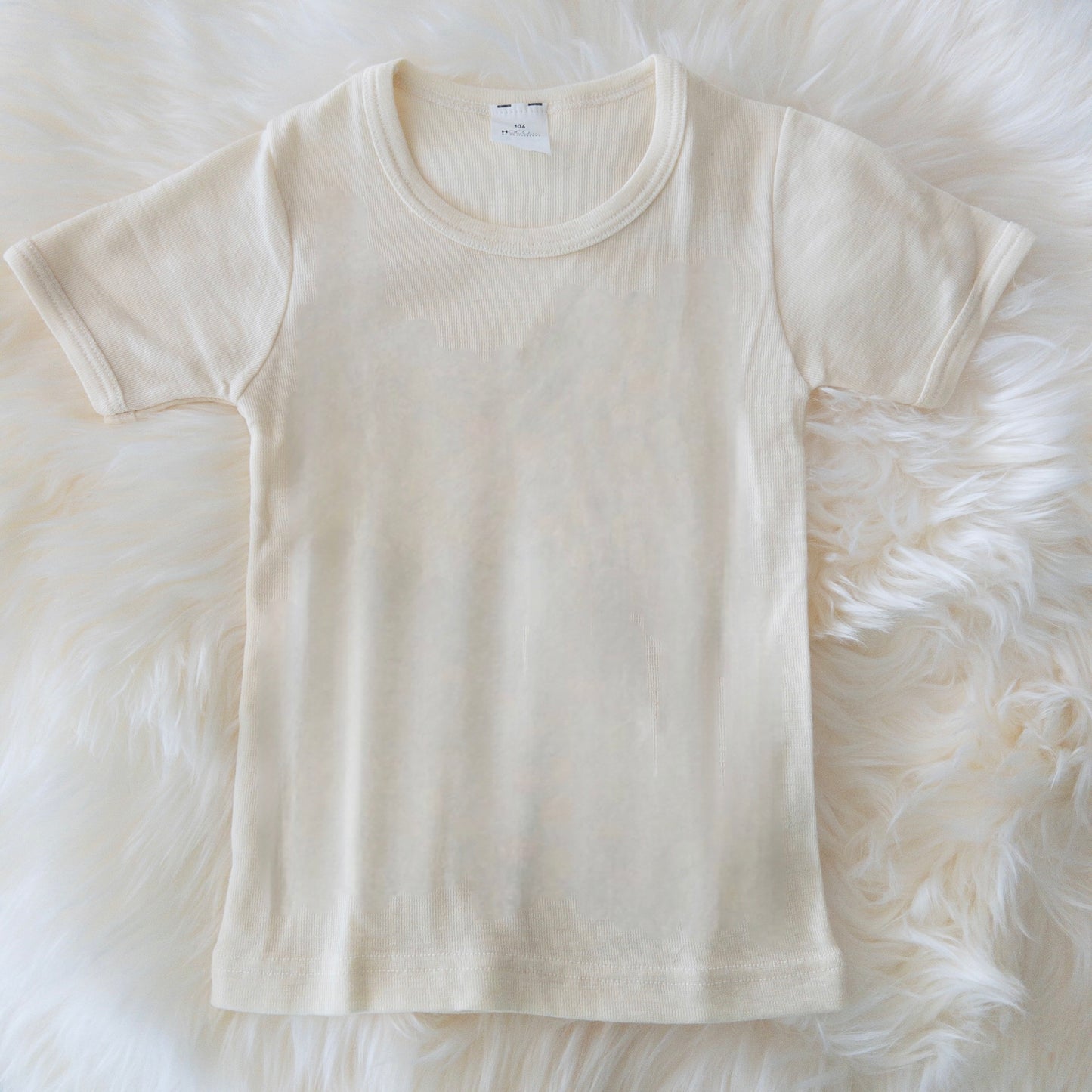 HOCOSA Kids' Organic Wool/Silk Undershirt with Short Sleeves - NATURAL WHITE