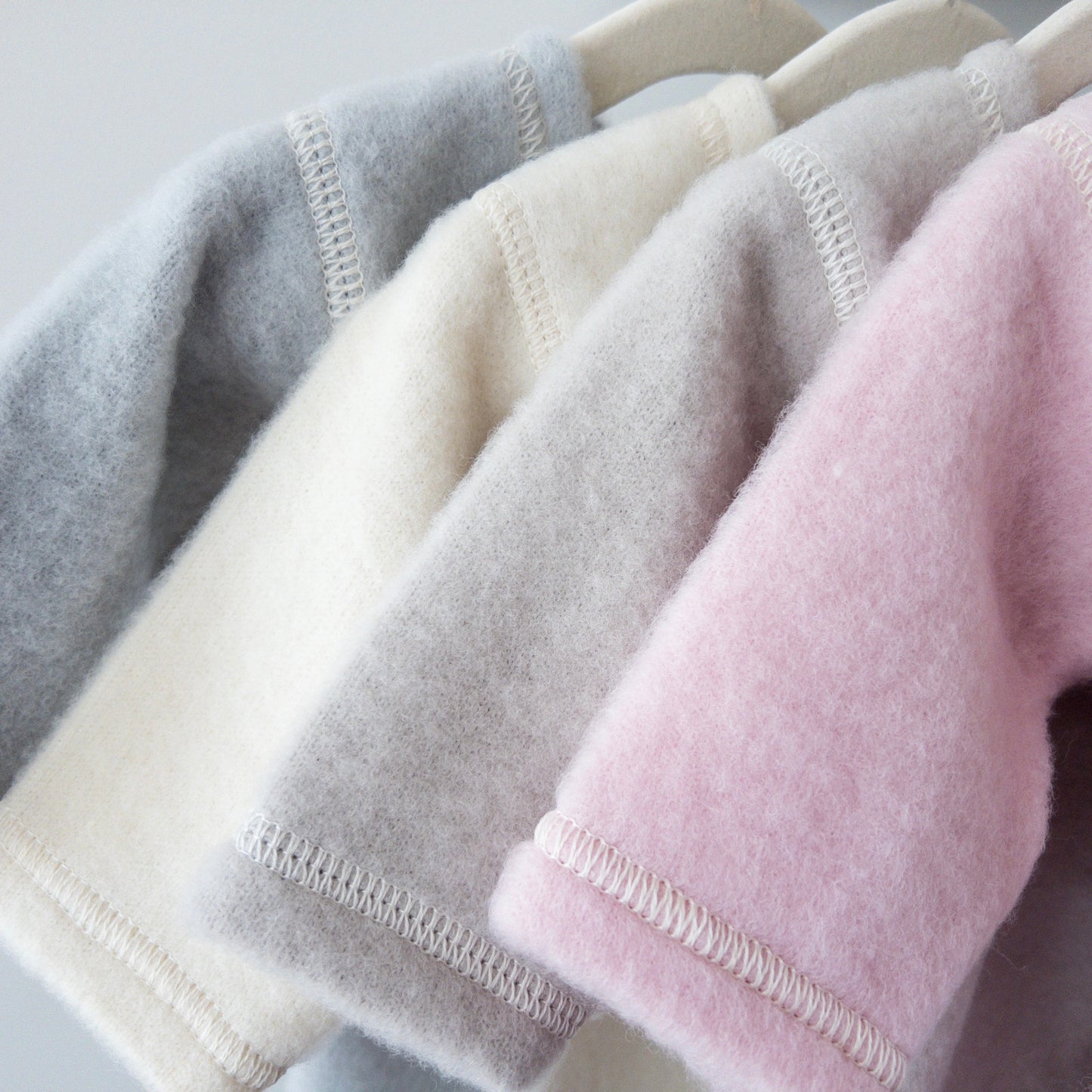 LANACare Baby Sweater in Organic Merino Wool, Pink & Sand