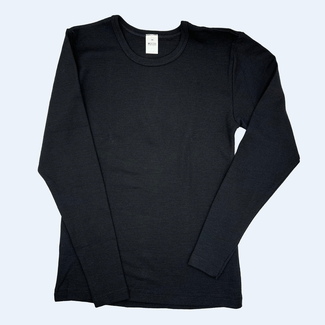 HOCOSA "Sport" Organic Merino Wool Long-Sleeve Undershirt for Men or Women, Round-neck, in Black or Red