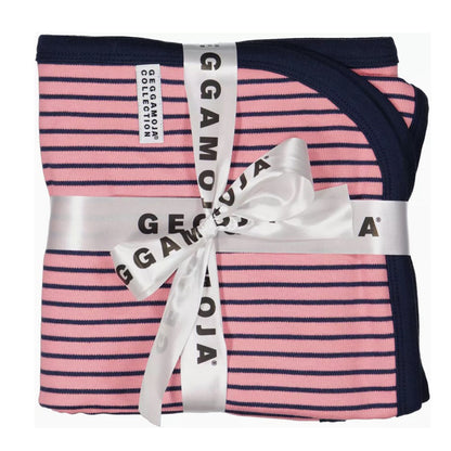 GEGGAMOJA ® Organic Cotton Baby Blanket - PINK/NAVY STRIPE