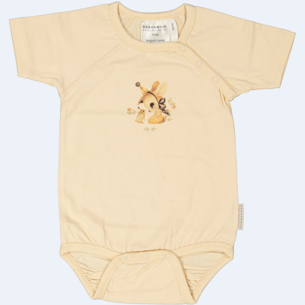 Geggamoja ® MRS MIGHETTO "STELLA" Baby Body Shirt in Soft Bamboo/Organic Cotton