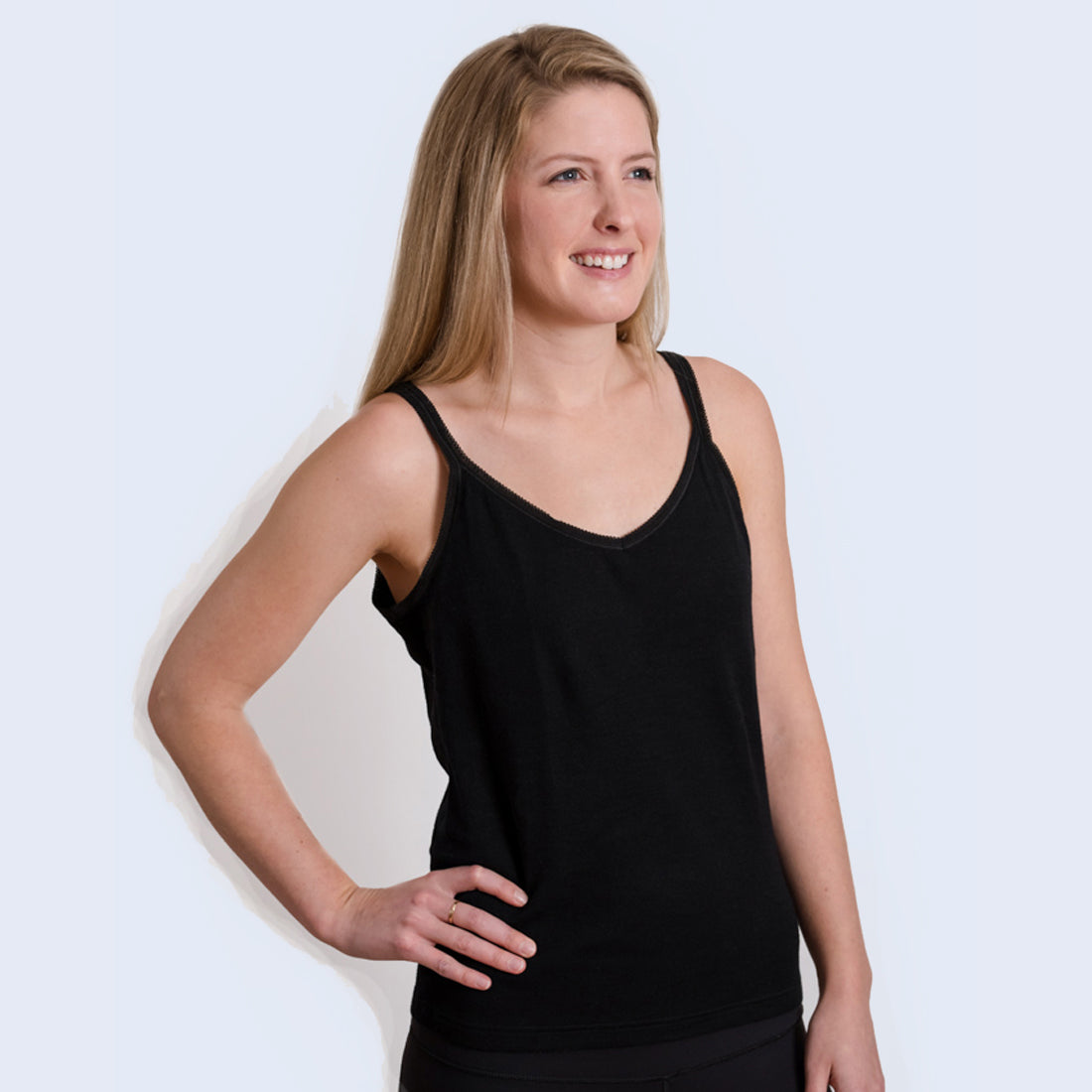 Double Layer, Organic Peace Silk Camisole Top in Black – Ethical Kind