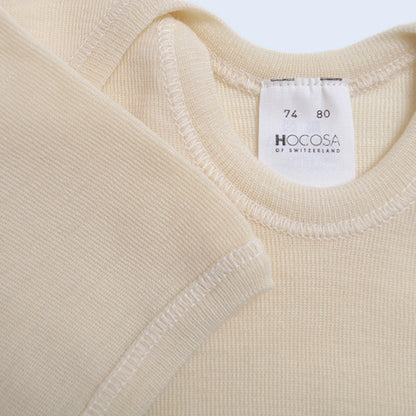 HOCOSA Organic Wool Snap-Bottom Shirt with Short Sleeves