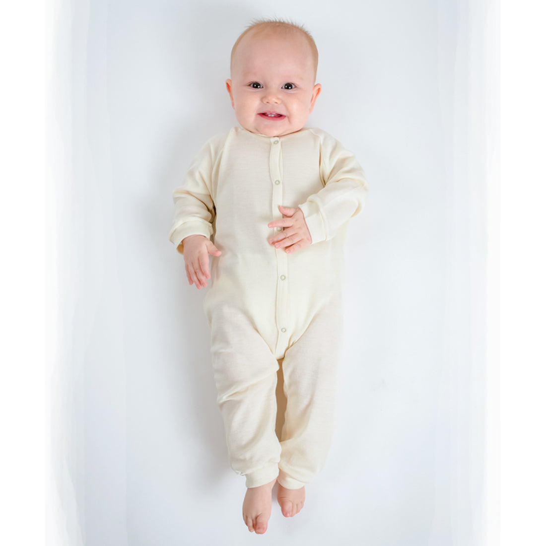 Hocosa of Switzerland Baby Wool/Silk Blend Long Sleeve Bodysuit